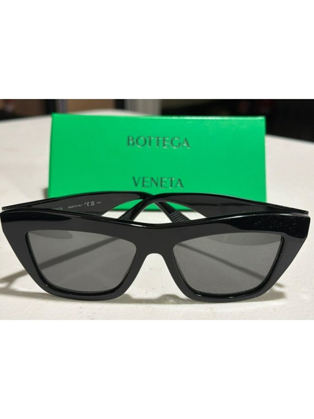 New Bottega Veneta BV1121S Cat Eye Black Sunglasses